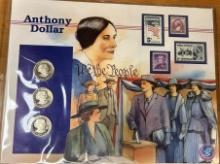 1979, 1980, and 1981 Susan B Anthony Proof Dollars with stamps in seal