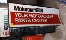 Motorcraft Ford, "Your motor craft parts center" light up wall mounted sign