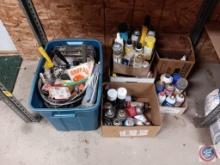 Boxes of Various Chemicals and Paint Supplies