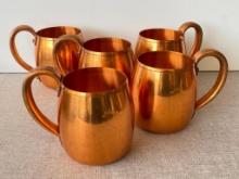 Set of 6 West Bend Aluminum Co. Solid Copper Mugs