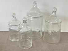 Set of 3 Matching Apothecary Style Jars with Additional Eagle Jar