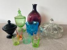 Group of Vintage Colored Glass Pieces