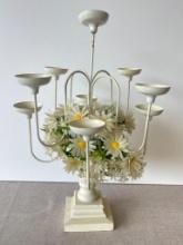 Vintage Metal and Wooden Candle Holder with Vintage Greenery