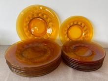 Vintage Amber Glass Thumb Print Plates