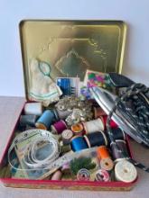 Vintage Sewing Kit Lot with Vintage Iron