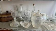 Shelf Lot of Mostly Clear Glass