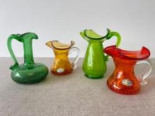 Group of 4 Pieces of Crackle Glass - Rainbow Glass