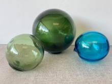 Group of 3 Hand Blown Glass Fishing Floats