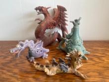 Group of Clay and Wooden Dragons