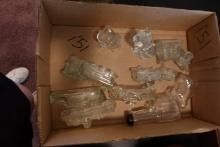 COLLECTION OF GLASS CANDY DISPENSERS AND CAT AND DOG FIGURES