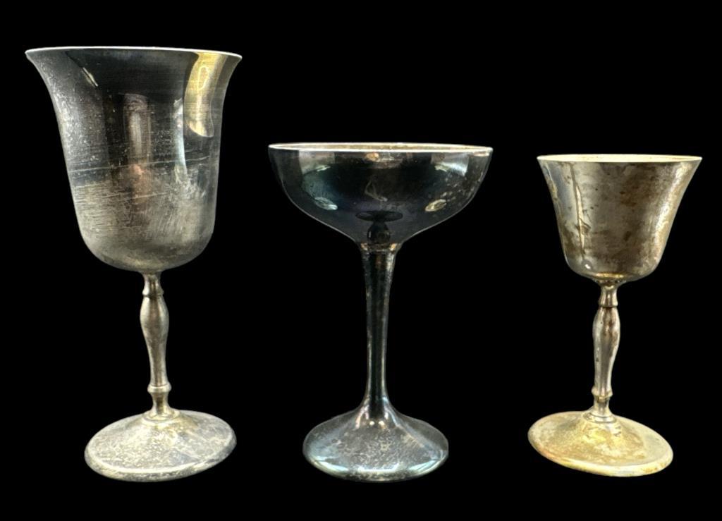 (9) Silver Plate Goblets--Assorted Sizes