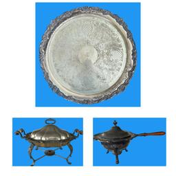 (2) Silverplate Chafing Dishes and (1)