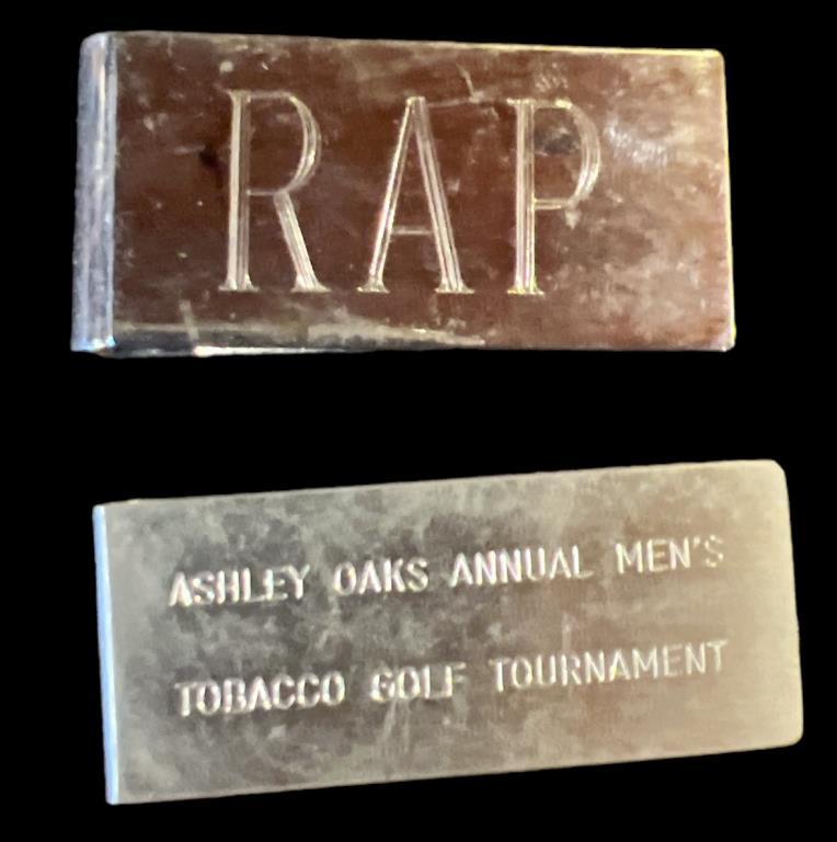 (4) Vintage Money Clips—(1) Engraved RAP, (2) T