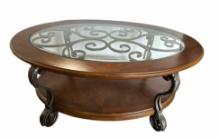 Oval Coffee Table with Iron Leg and Glass Top--48"