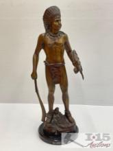 Metal Native American Warrior Sculpture