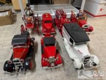 (6) fire Department Cars/truck Decanters (1) Emergency Ambulance Decanters