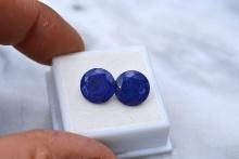 9.57 Carat Matched Pair of Round Cut Lapis Lazuli