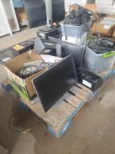 Group of Keyboards, Computer Chargers, Wired Headphones, Dell Monitors, Dell PC's, Misc.