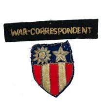 WWII US CBI War Correspondent Bullion Patch Group