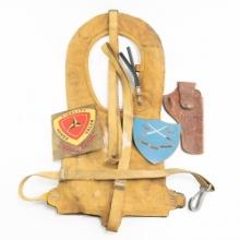 WWII 5th 3rd Marine Lot-Marked 45 Holster, Plaque