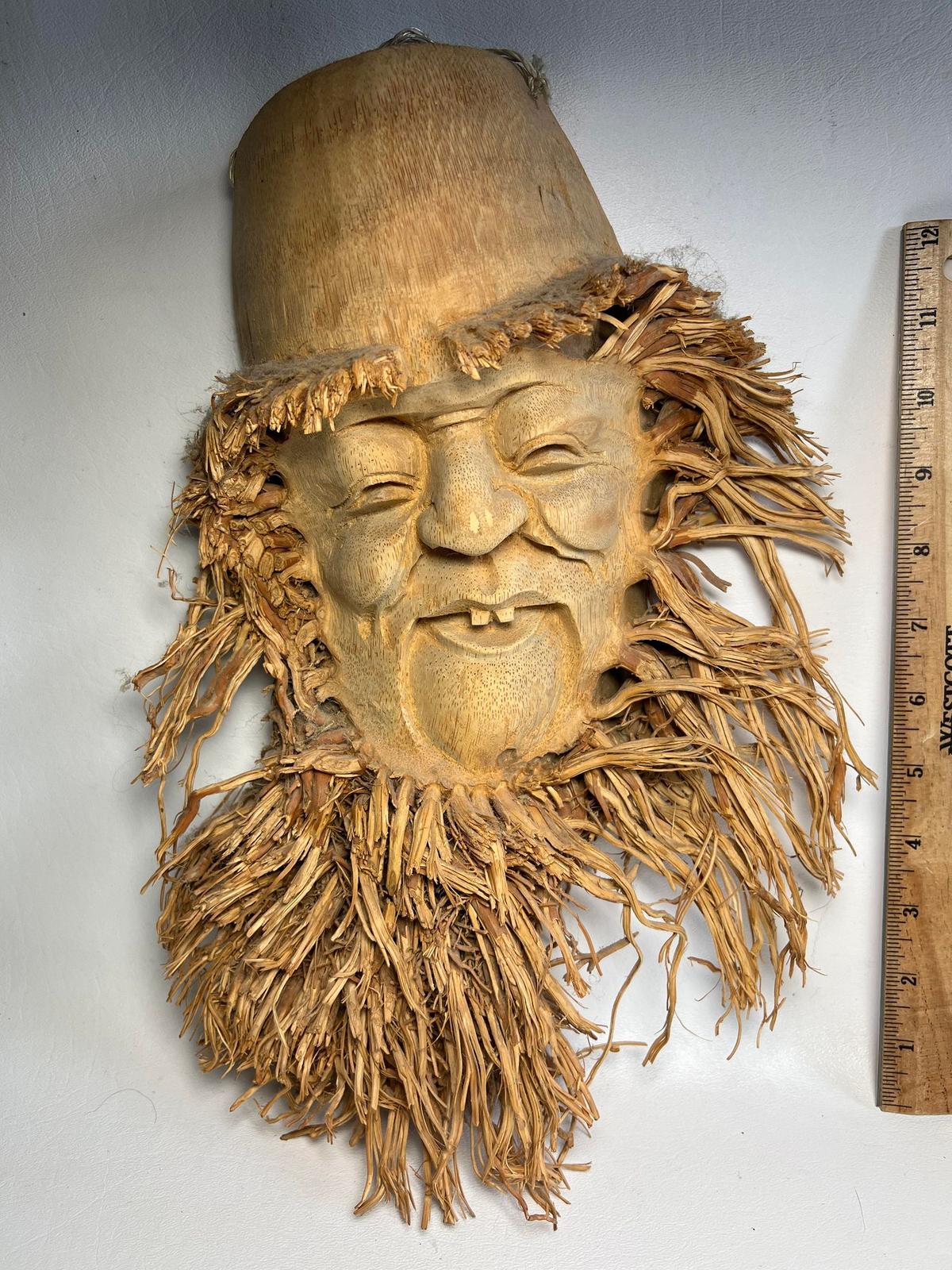 Very Unique & Cool Hand Carved Man with Beard Wall Art
