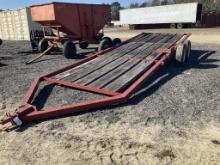 (1446)8 X 21 FLAT BED HAY TRAILER - NO TITLE