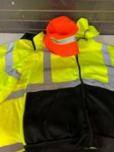 reflective work coat and vest, several reflective t shirts