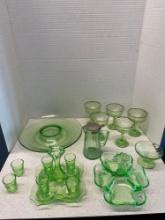 Fabulous lot of green depression uranium glass