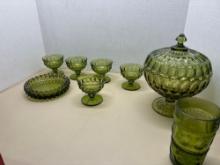 Fenton colonial green thumbprint compote
