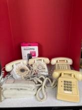 Five vintage telephones, and a T-Mobile monthly phone new in box