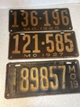 3 Missouri license plates