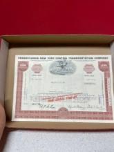 Railroad stock certificates, Pennsylvania, New York Central transportation company 1968