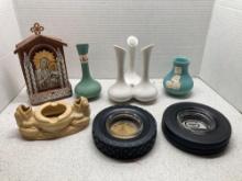 Van briggle pottery, tire ashtrays, more