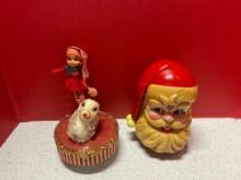 2 Christmas music boxes one vintage