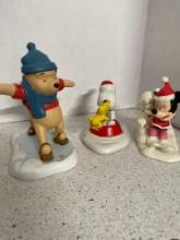 decorative china figures, DBL hand painted china vase, Disney and Hallmark Peanuts collection
