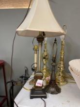 6 vintage lamps w/ 2 large lampshades