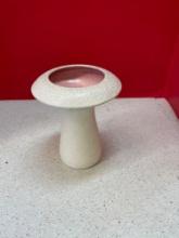 Mushroom vase white lava with pink interior