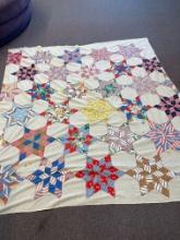 Hand stitched quilt top with stars