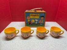 Peanuts, snoopy, Charlie Brown metal lunchbox no thermos and Campbell?s kids vintage plastic cups