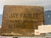 antique wooden crate Jay Fairlee soft drinks