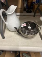 mallet metal teapot, and large vase