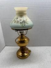 Vintage brass lamp with frosted shade