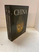 Two large hardback books, history of China, arts of China