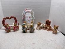 Enesco cherished Teddies king and queen of hearts, Romeo, and Juliet, and tea and cookies