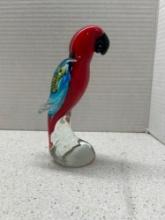 Murano art glass style parrot