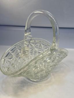 Vintage Glass Basket With Handle