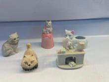 5 Cat Figurines