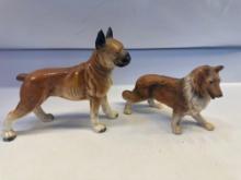 2 Ceramic Dog Figurines