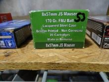 BOX OF 8X57MM JS MAUSER 170GR FMJ BALL