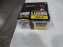 200 RD BOX OF MONARCH 9MM LUGER STEELCASE 115GR FMJ